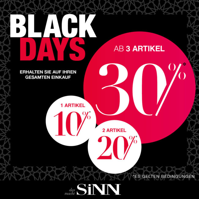 BLACK DAYS by SiNN – noch bis Montag, 28.11.!